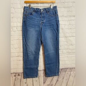 POPSUGAR Womens Size 10 Medium Wash Slim Straight Button-Fly Jeans